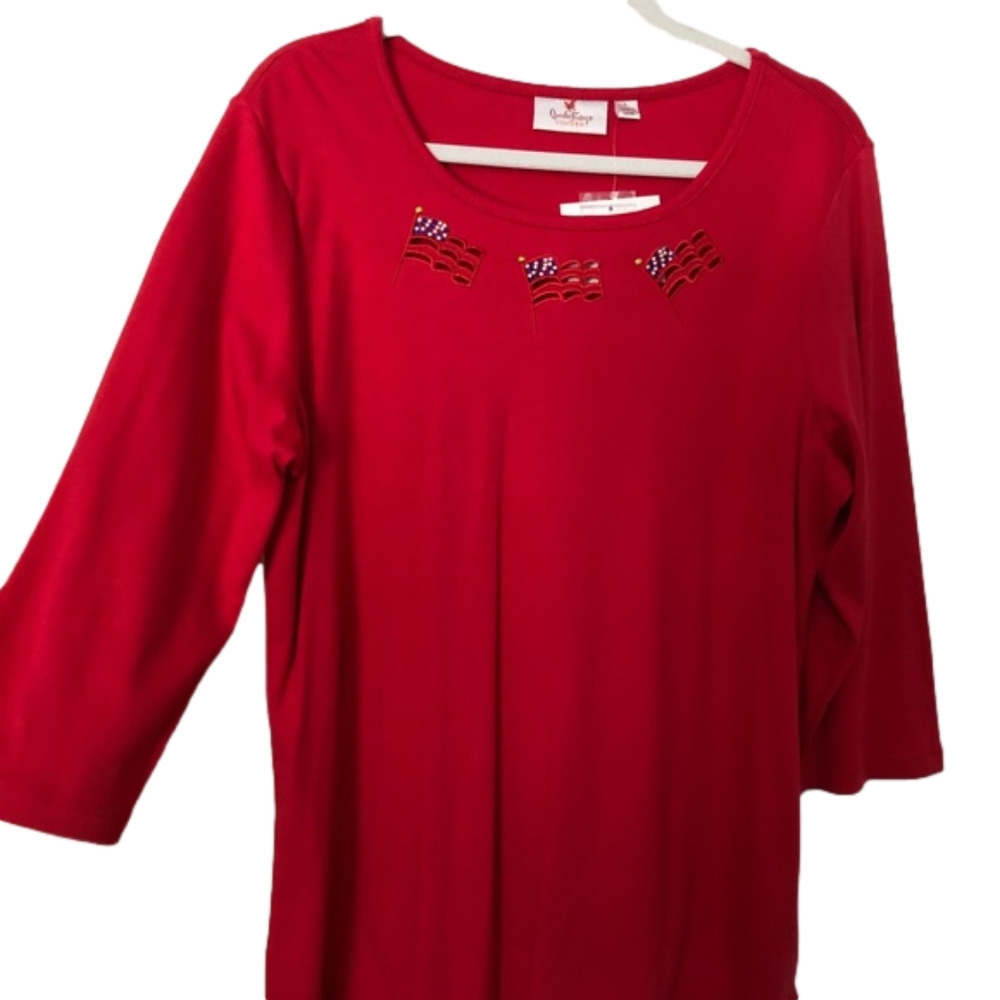 Quaker Factory Embellished Cut Out Flag Tunic NWT